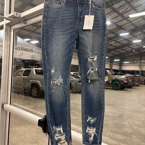 Cello Ripped Blue Ankle Jeans